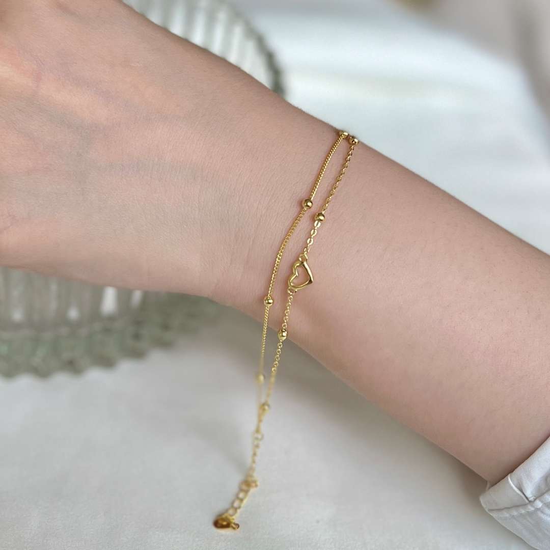 [Violet JW]Dainty Double Layer Love Heart Bracelet