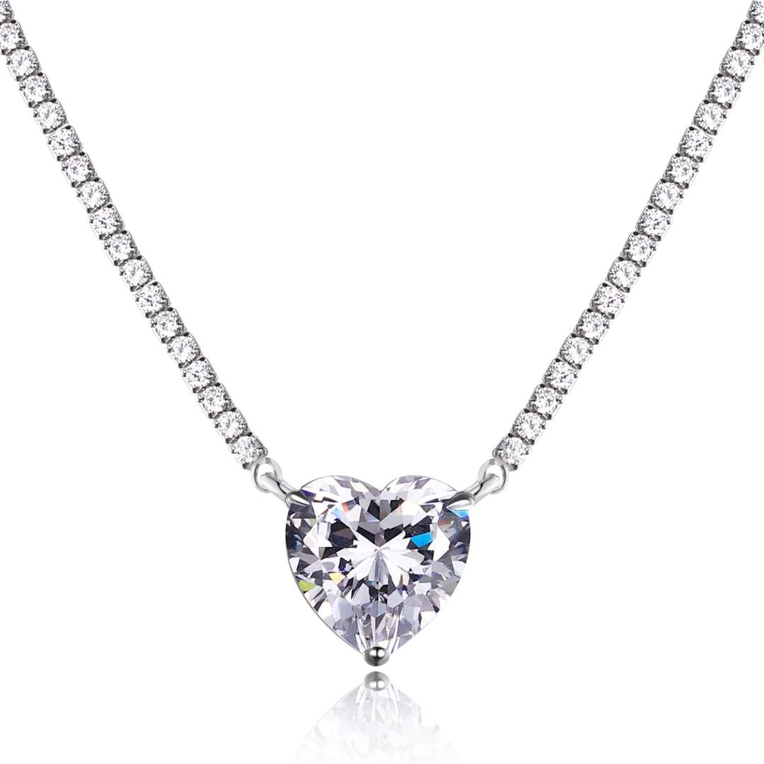 [Violet JW]8.0 Carat Versatile Colorful Sweet Heart-Shaped Tennis Necklace