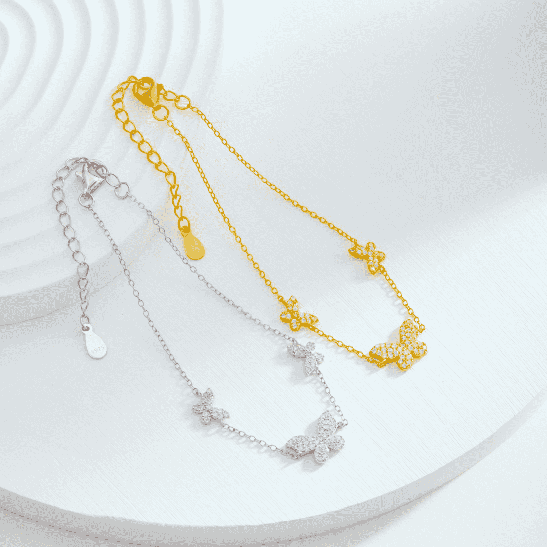 [Violet JW]Delicate Butterfly Pendant Bracelet