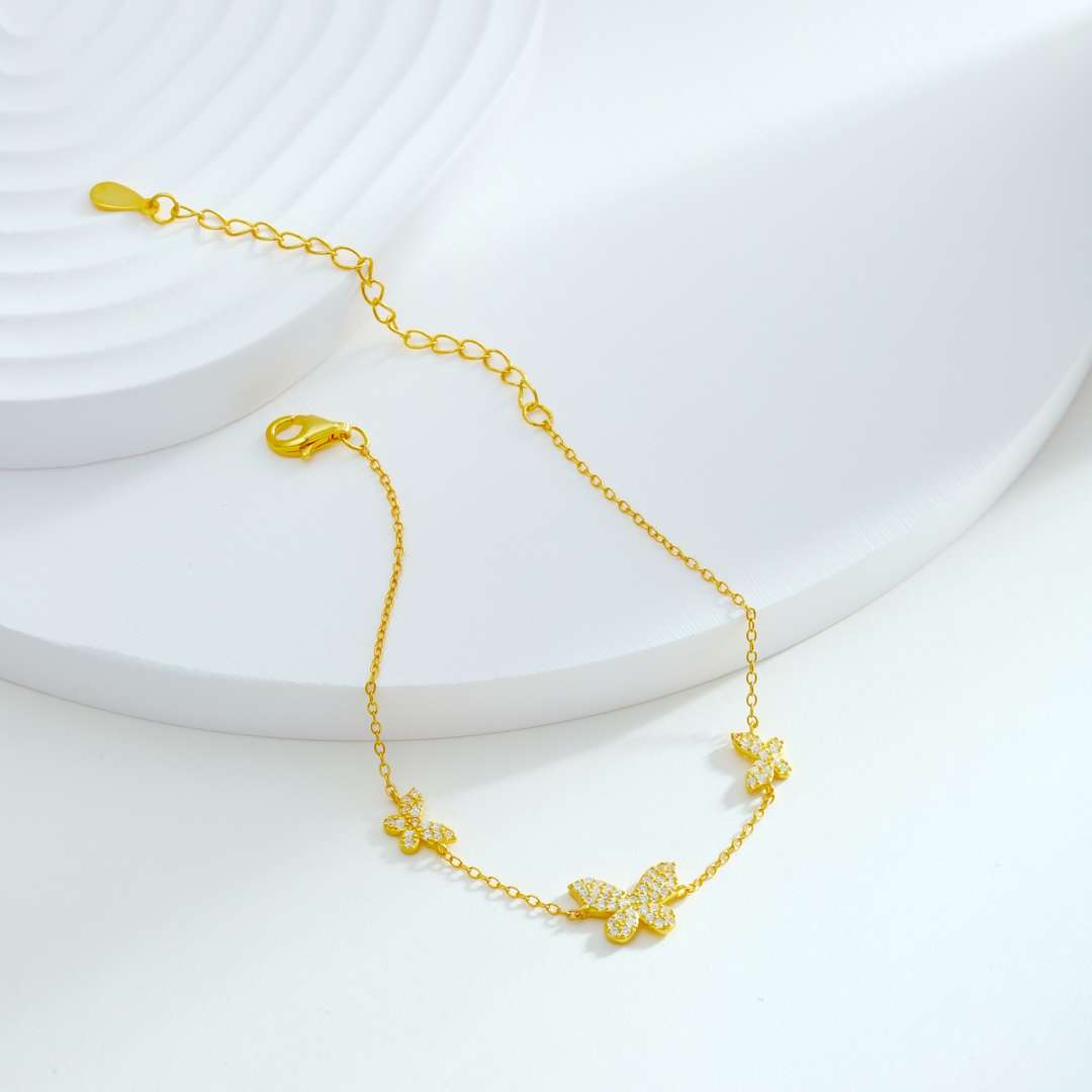 [Violet JW]Delicate Butterfly Pendant Bracelet