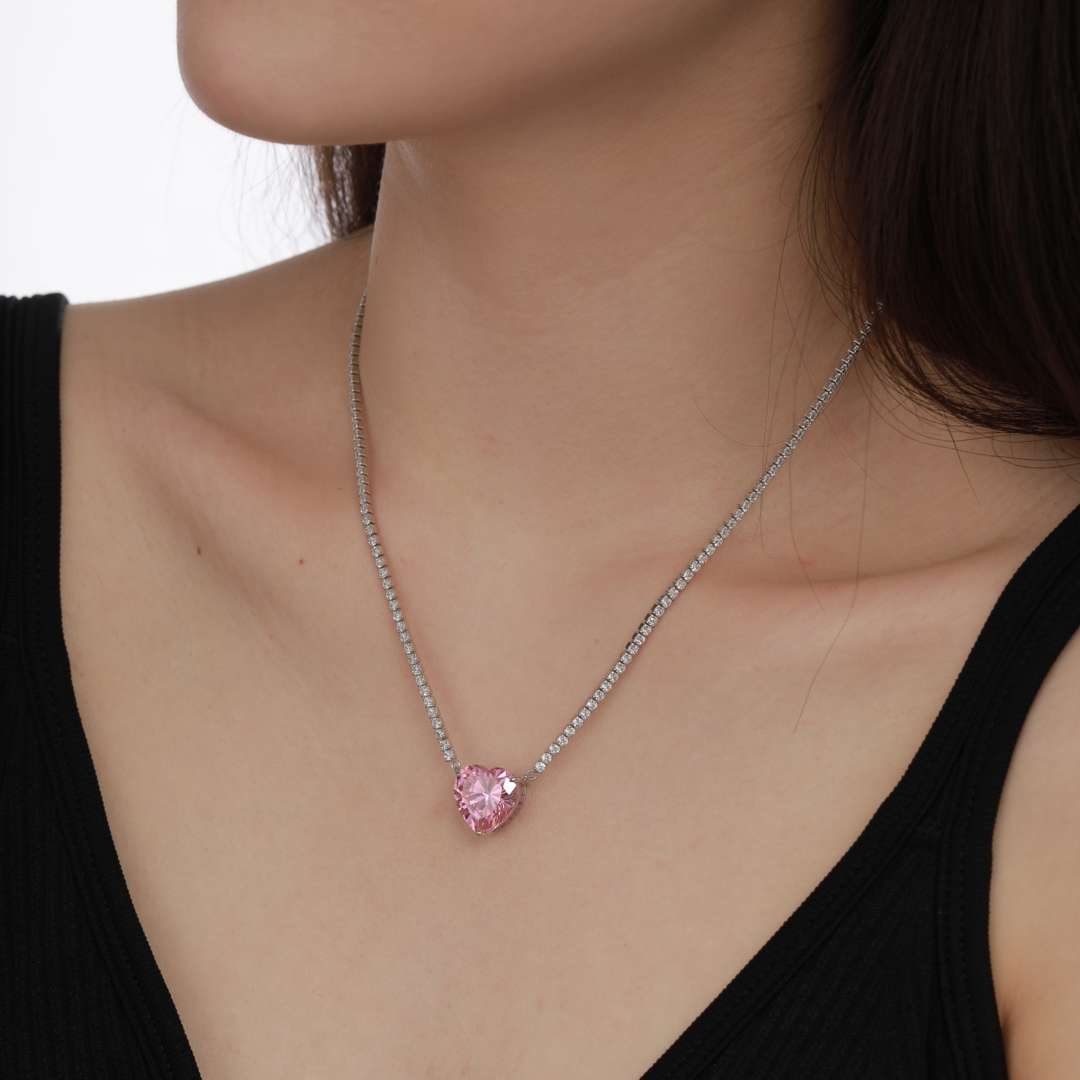 [Violet JW]8.0 Carat Versatile Colorful Sweet Heart-Shaped Tennis Necklace