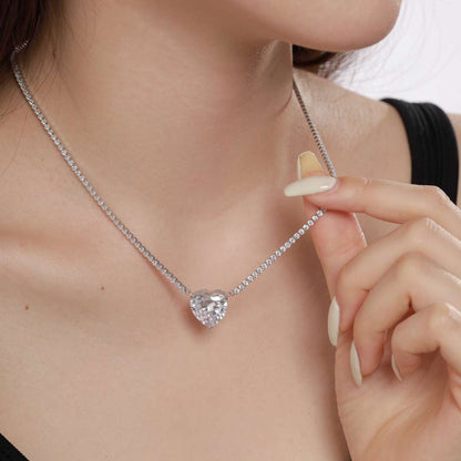 [Violet JW]8.0 Carat Versatile Colorful Sweet Heart-Shaped Tennis Necklace
