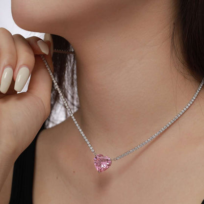 [Violet JW]8.0 Carat Versatile Colorful Sweet Heart-Shaped Tennis Necklace