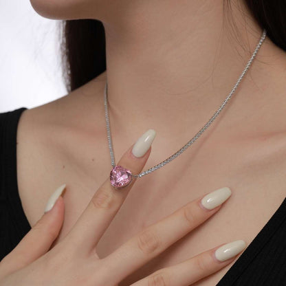 [Violet JW]8.0 Carat Versatile Colorful Sweet Heart-Shaped Tennis Necklace