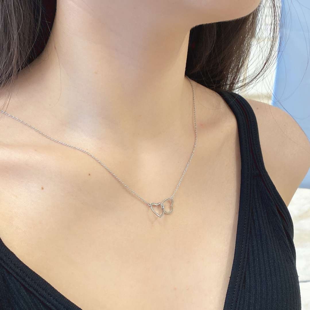 [Violet JW]Sterling Silver Love Double Ring Necklace