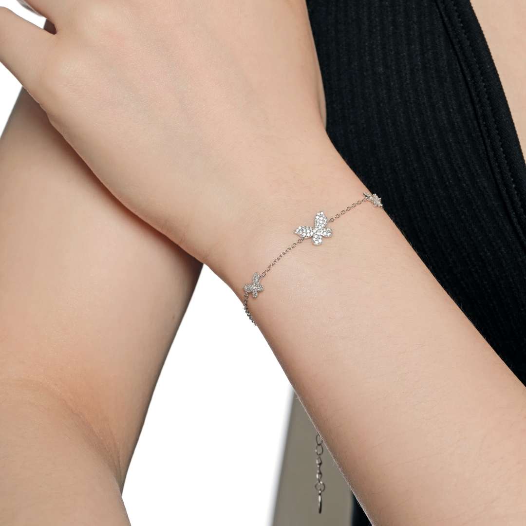 [Violet JW]Delicate Butterfly Pendant Bracelet
