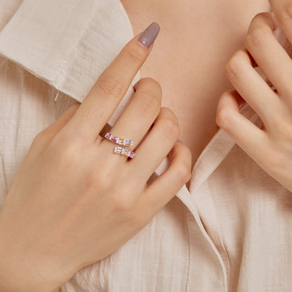 [Violet JW]Charming Colorful Radiant Cut Adjustable Daily Ring