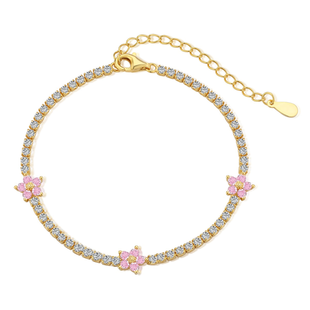 [Violet JW]Sparkling Flower Shape Tennis Bracelet