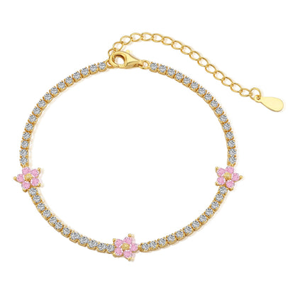 [Violet JW]Sparkling Flower Shape Tennis Bracelet