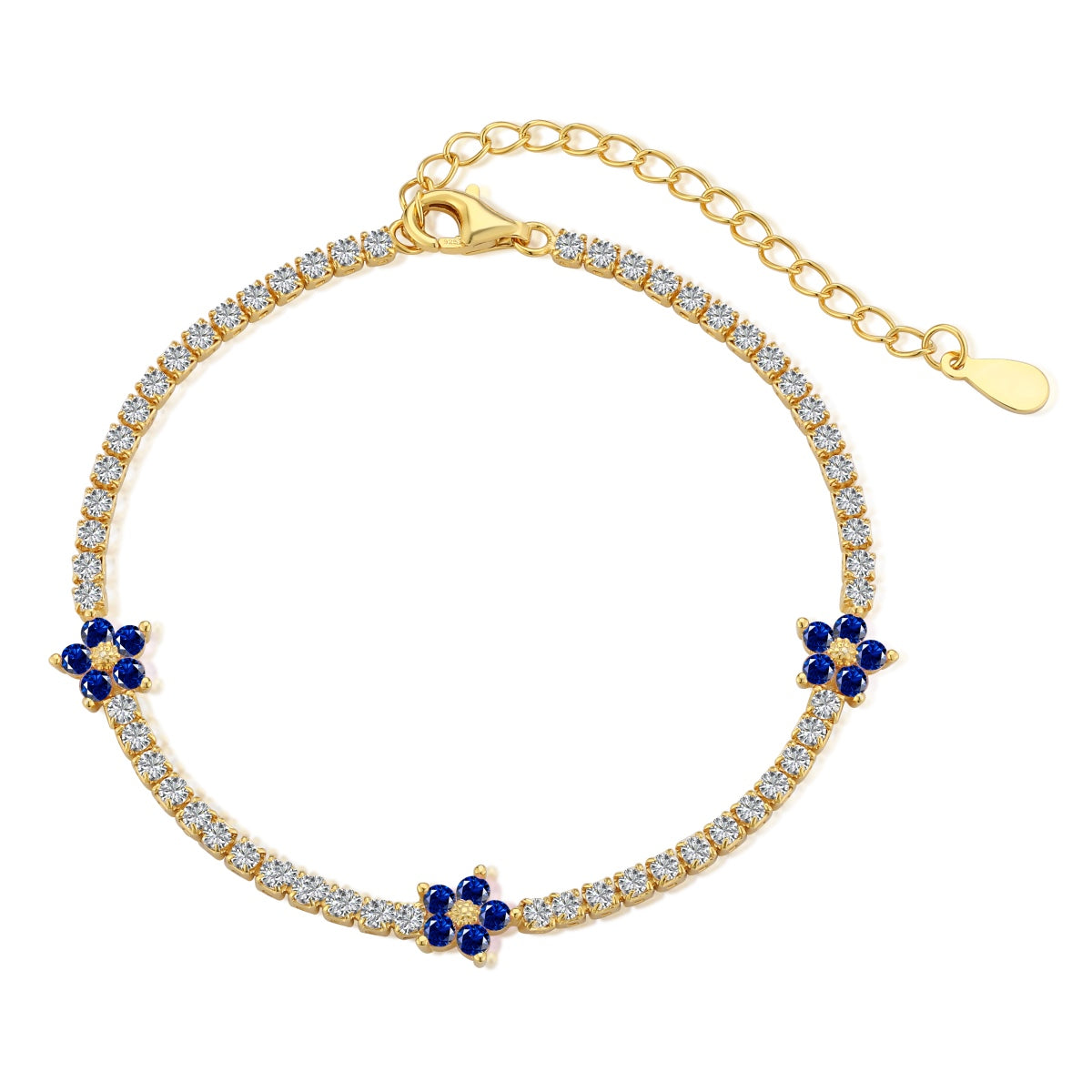 [Violet JW]Sparkling Flower Shape Tennis Bracelet