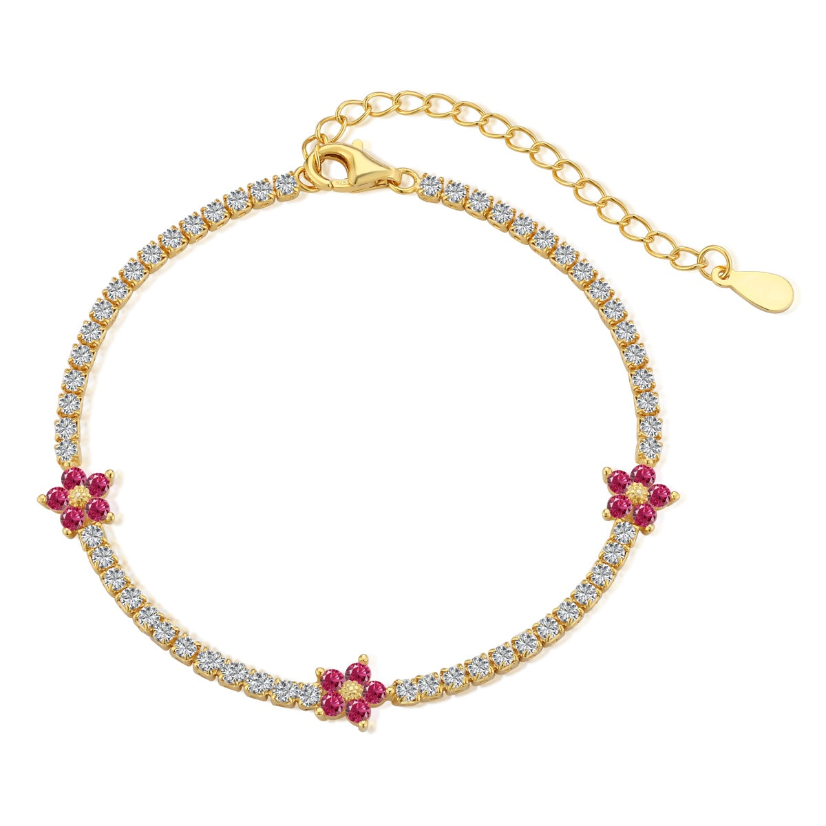 [Violet JW]Sparkling Flower Shape Tennis Bracelet
