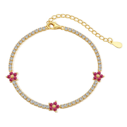 [Violet JW]Sparkling Flower Shape Tennis Bracelet