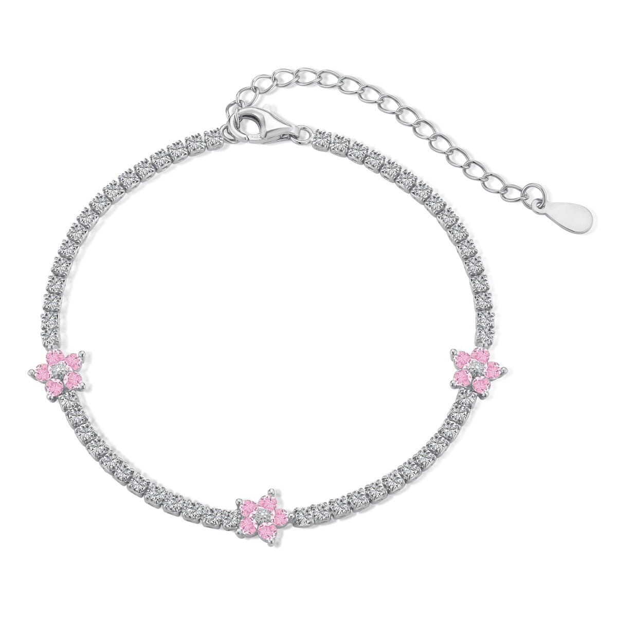 [Violet JW]Sparkling Flower Shape Tennis Bracelet