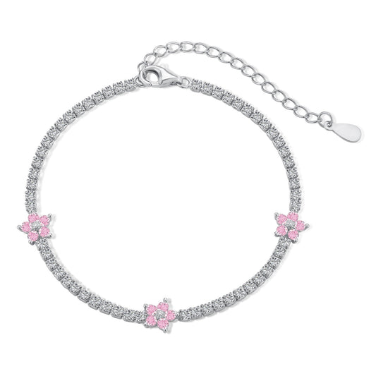 [Violet JW]Sparkling Flower Shape Tennis Bracelet