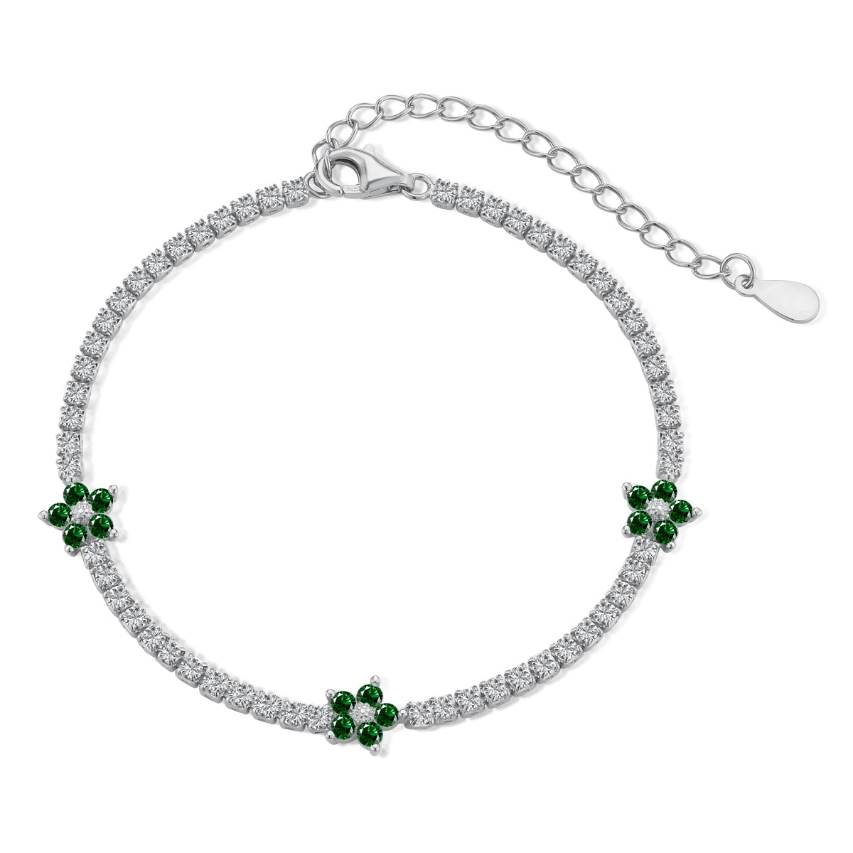 [Violet JW]Sparkling Flower Shape Tennis Bracelet