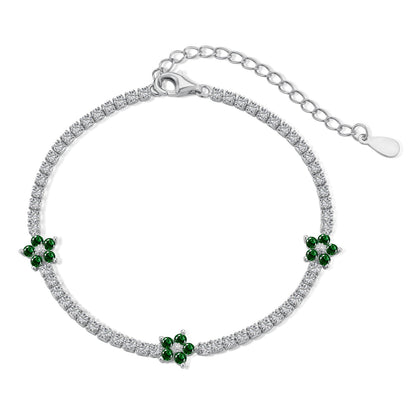 [Violet JW]Sparkling Flower Shape Tennis Bracelet