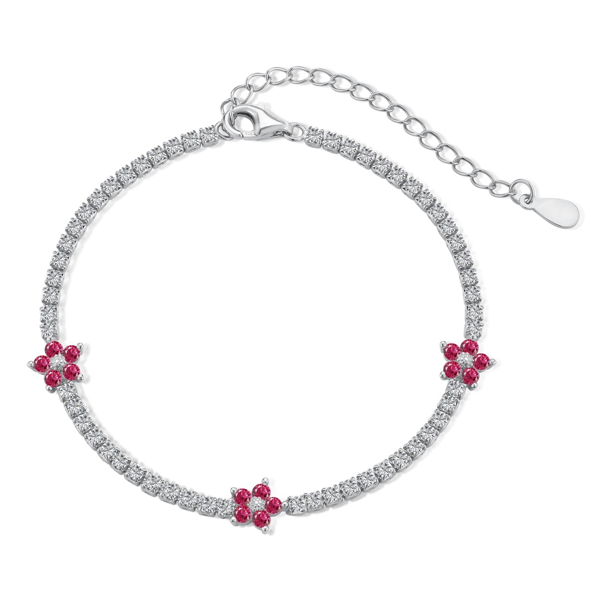 [Violet JW]Sparkling Flower Shape Tennis Bracelet
