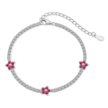 [Violet JW]Sparkling Flower Shape Tennis Bracelet