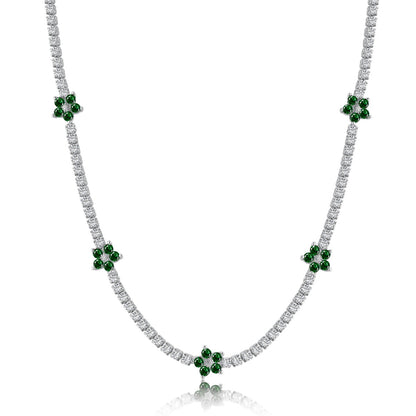 [Violet JW]Luxurious Colorful Flower Tennis Necklace