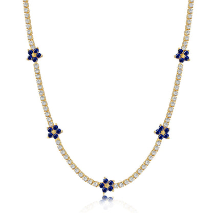 [Violet JW]Luxurious Colorful Flower Tennis Necklace