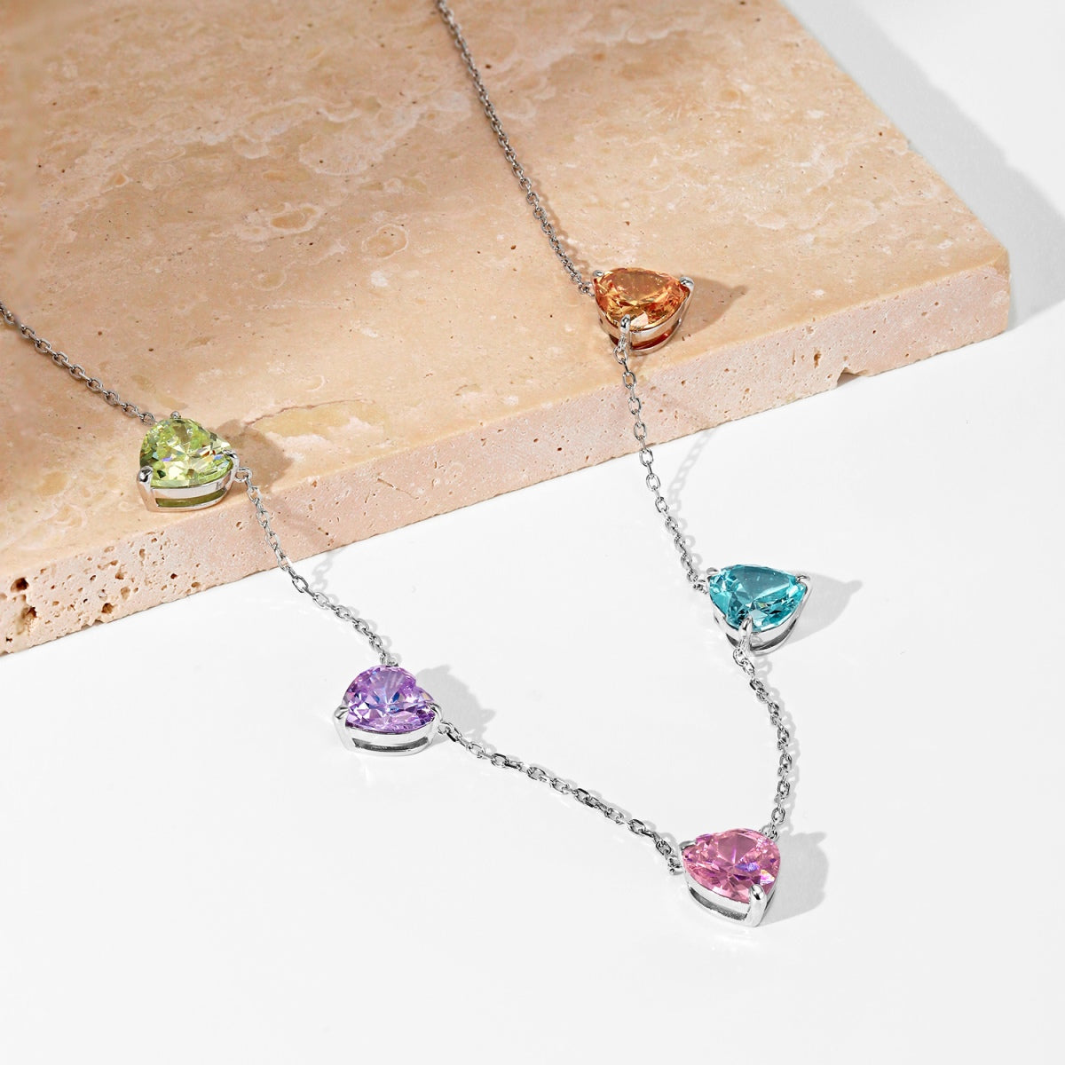 [Violet JW]Sparkling Colorful Heart Cut Necklace
