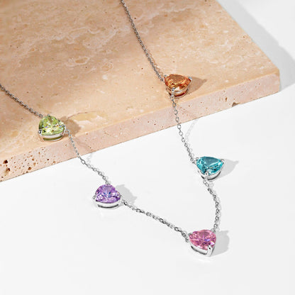 [Violet JW]Sparkling Colorful Heart Cut Necklace
