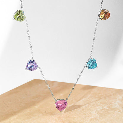 [Violet JW]Sparkling Colorful Heart Cut Necklace