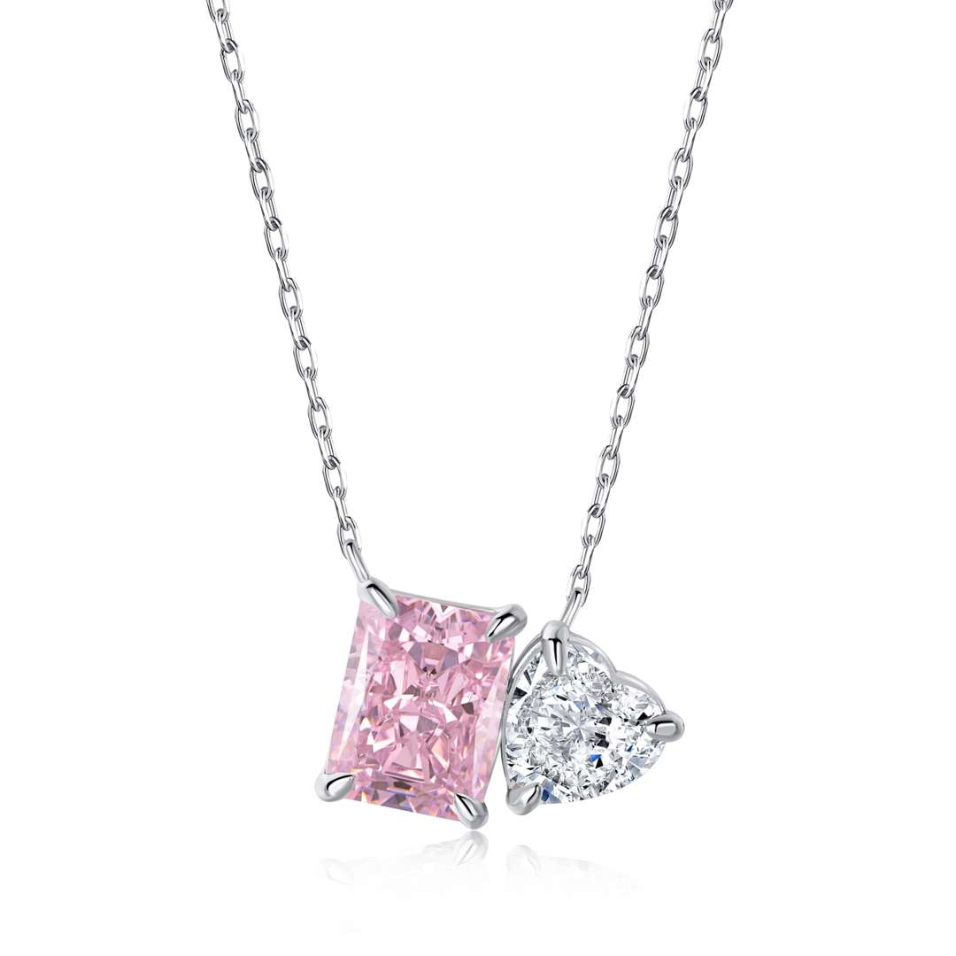 [Violet JW]Dazzling Square & Heart Shape Necklace