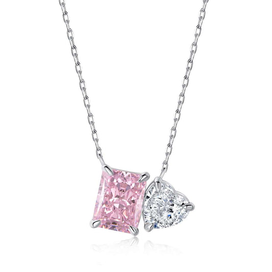 [Violet JW]Dazzling Square & Heart Shape Necklace