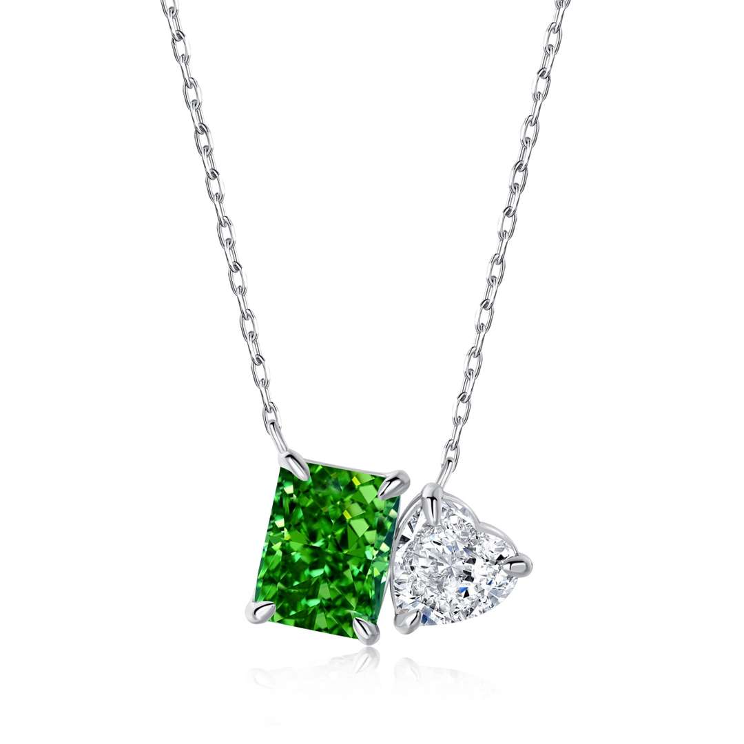[Violet JW]Dazzling Square & Heart Shape Necklace