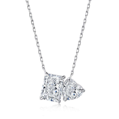 [Violet JW]Dazzling Square & Heart Shape Necklace