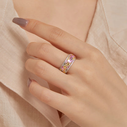 [Violet JW]Radiant Colorful Radiant Cut Daily Ring