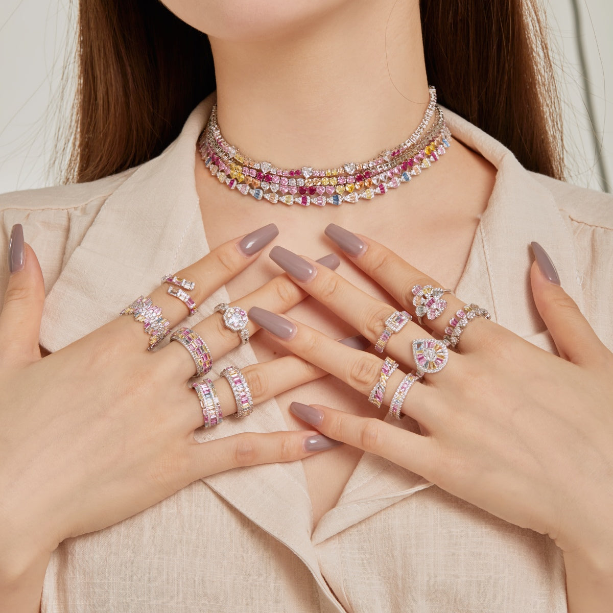 [Violet JW]Radiant Colorful Radiant Cut Daily Ring