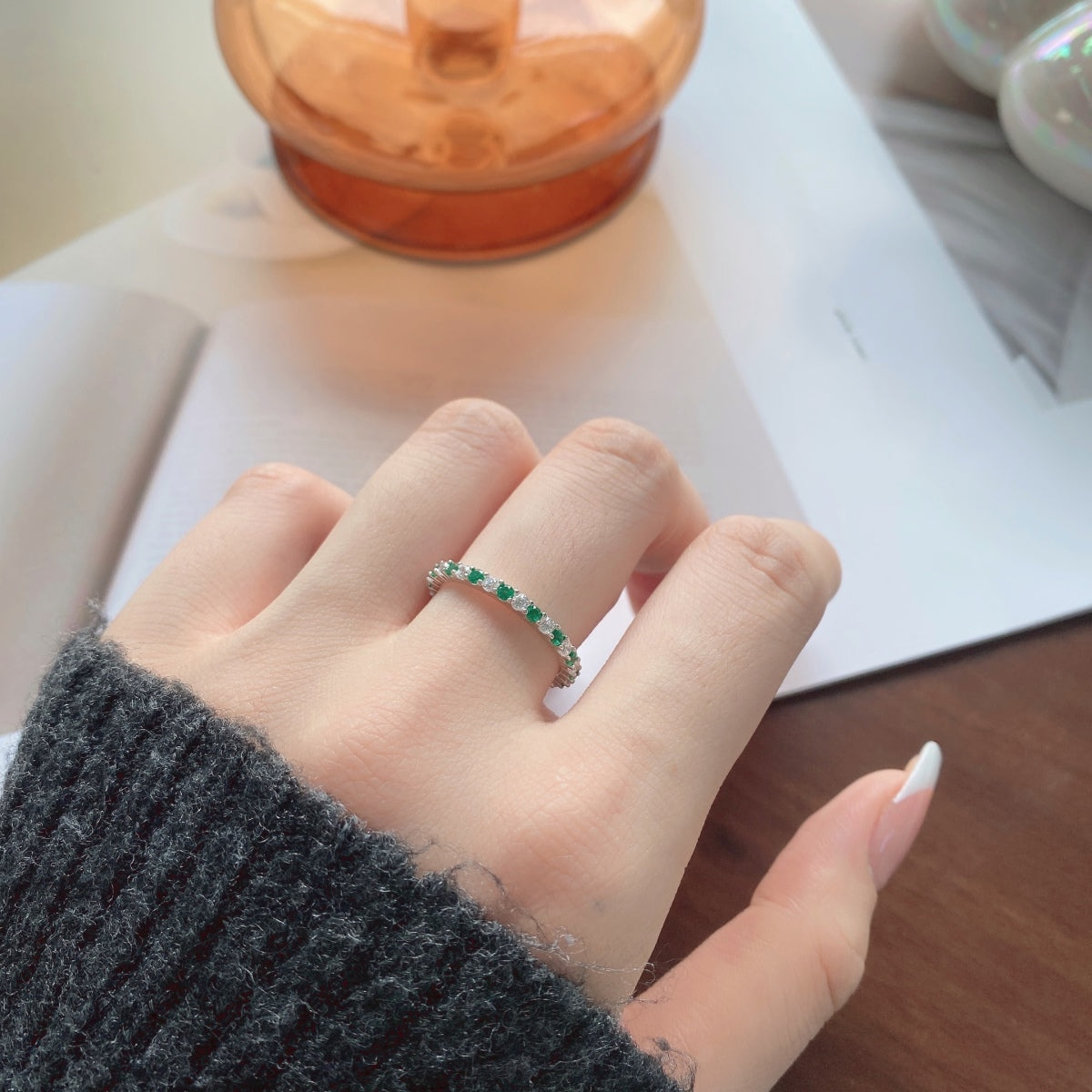 [Violet JW]Exquisite Colorful Round Cut Tennis Ring
