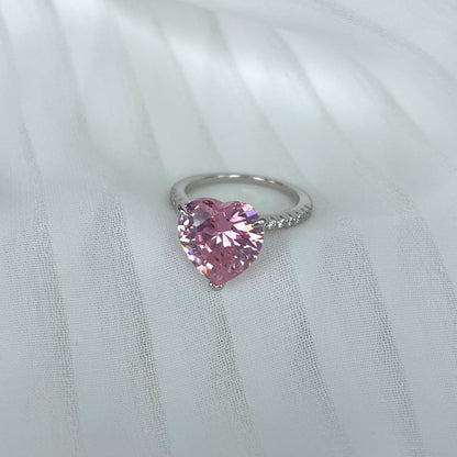 [Baslove]6,0 Karat luxuriöser funkelnder romantischer Herzschliff-Liebhaberring