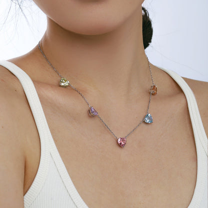 [Violet JW]Sparkling Colorful Heart Cut Necklace