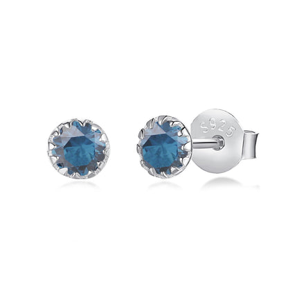 [Violet JW]Sparkling Colorful Round Shape Earrings