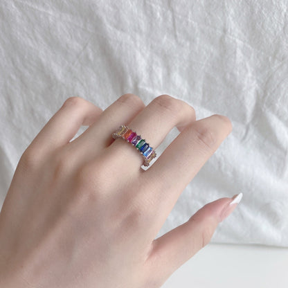 [Violet JW]Unique Colorful Radiant Cut RIng