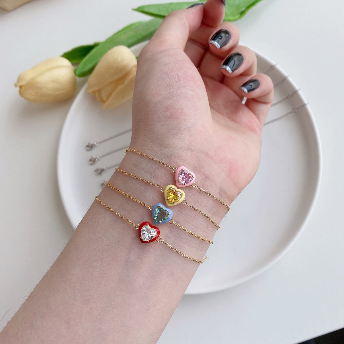 [Violet JW]Sparkling Romantic Heart Shape Lover Bracelet