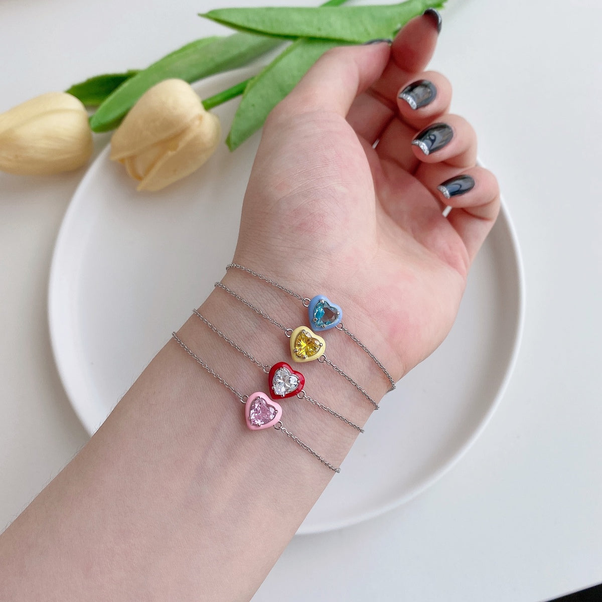 [Violet JW]Sparkling Romantic Heart Shape Lover Bracelet