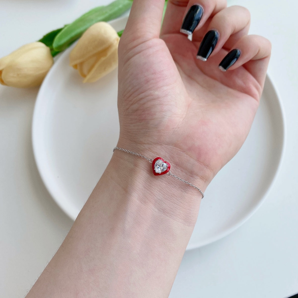 [Violet JW]Sparkling Romantic Heart Shape Lover Bracelet