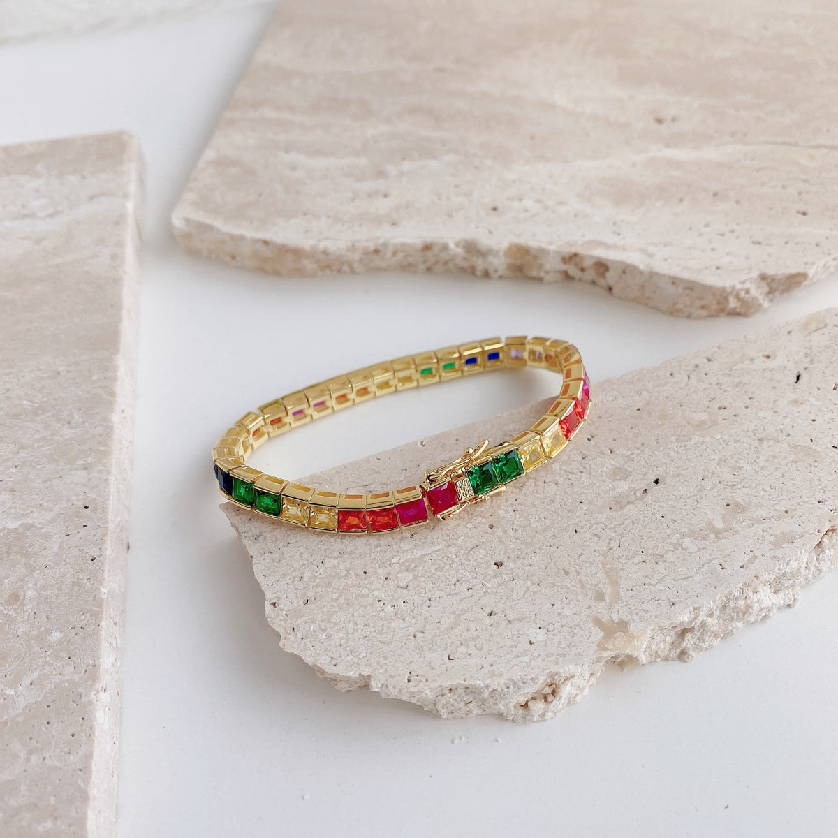 [Violet JW]Radiant Colorful Princess Cut Tennis Bracelet