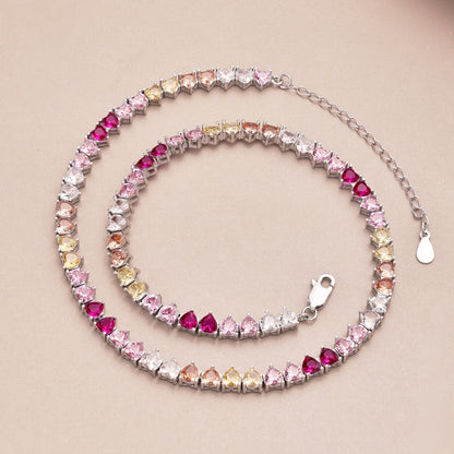 [Violet JW]Sparkling Colorful Full Heart Tennis Necklace