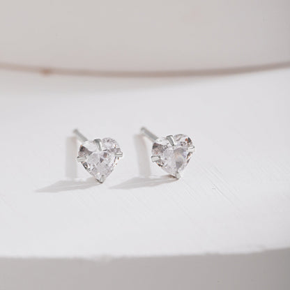 [Violet JW]Sparkling Heart Shaped Simple Earrings