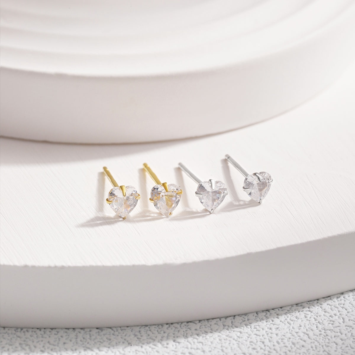 [Violet JW]Sparkling Heart Shaped Simple Earrings