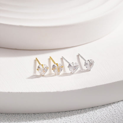 [Violet JW]Sparkling Heart Shaped Simple Earrings