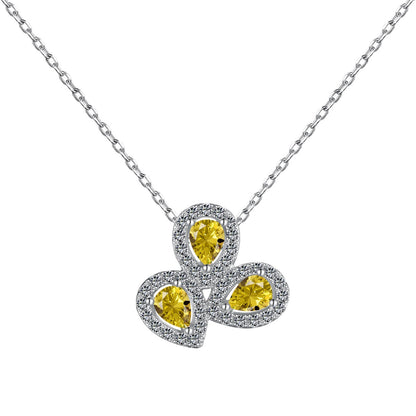[Violet JW]Elegant Flower Shape Pear Cut Necklace