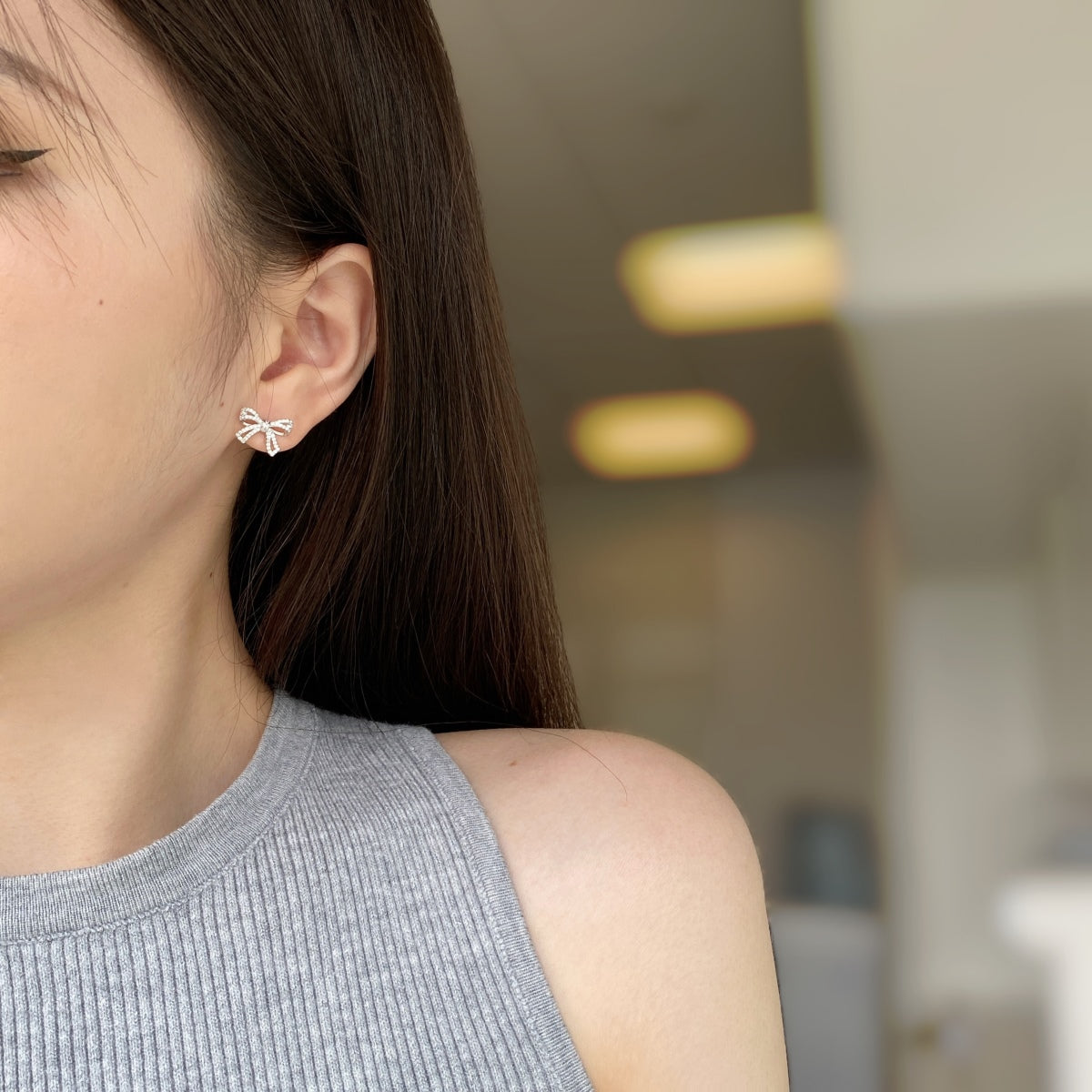 [Violet JW]Dainty Bow Shape Earrings