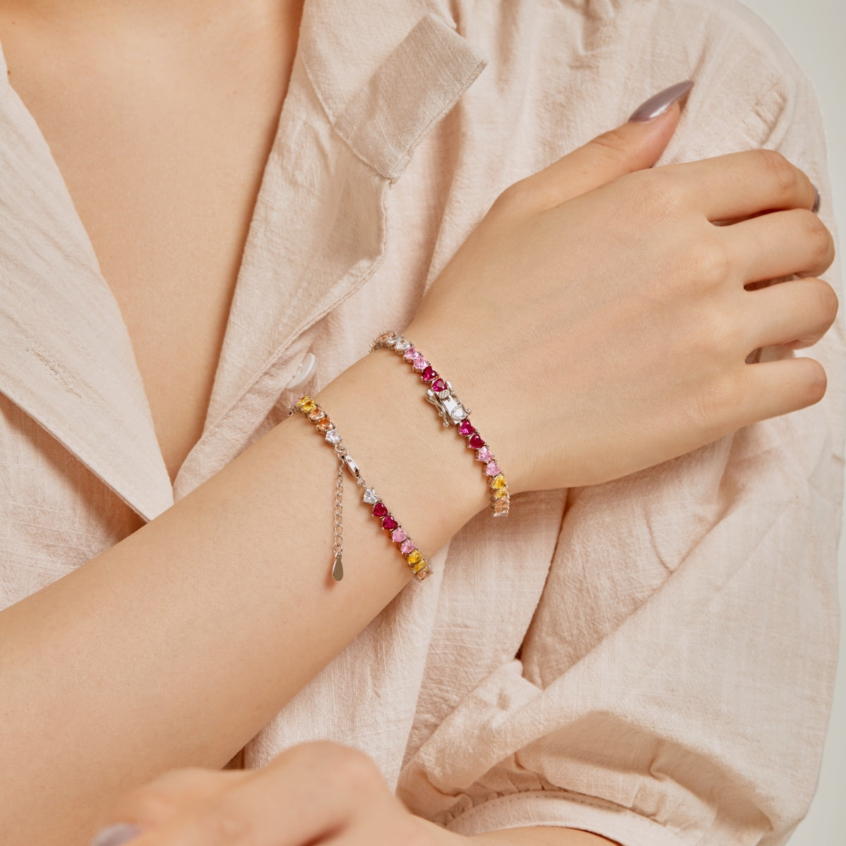 [Violet JW]Luxurious Colorful Romantic Heart Shape Lover Bracelet