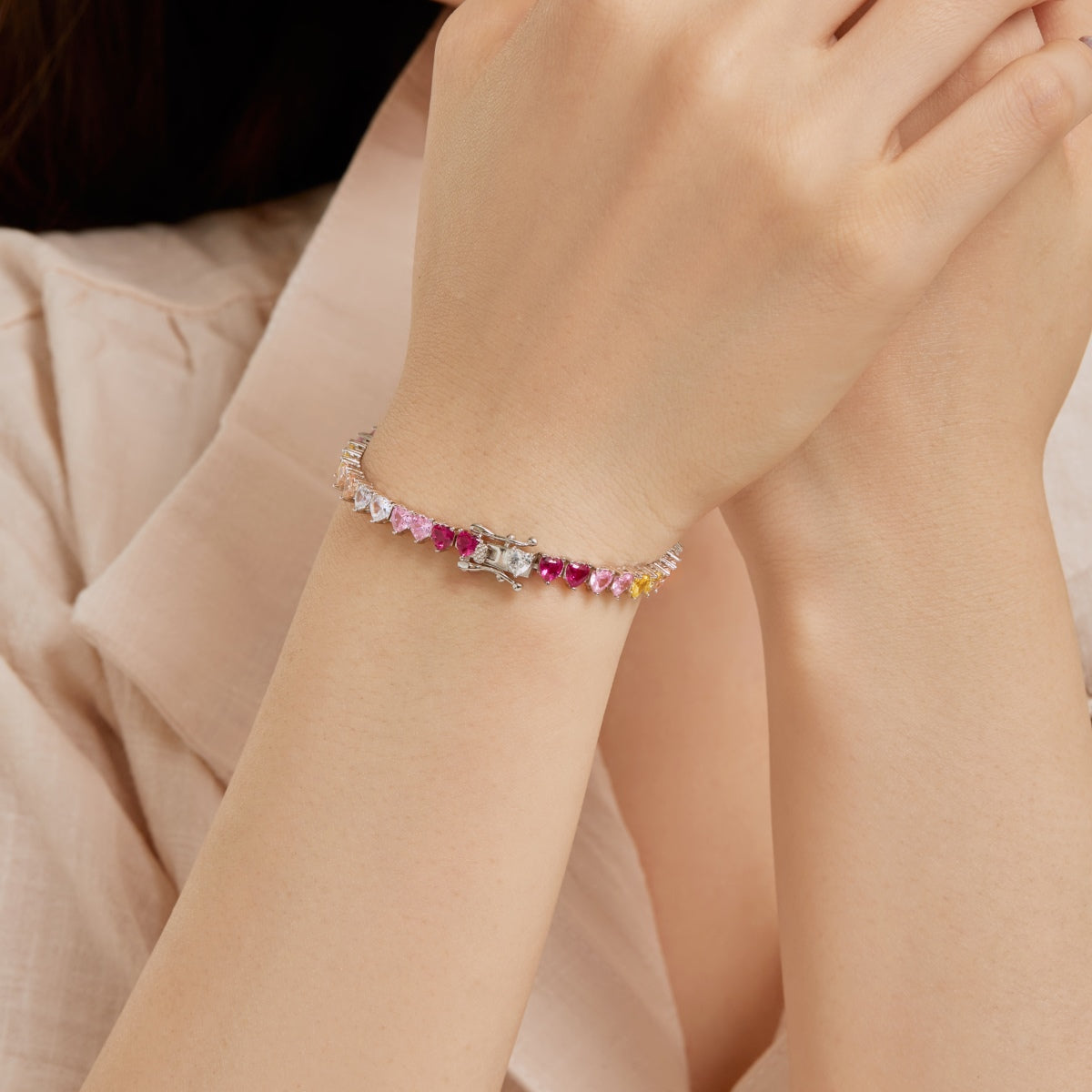 [Violet JW]Luxurious Colorful Romantic Heart Shape Lover Bracelet